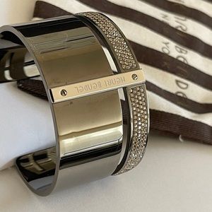 Henri Bendel Gunmetal Wide Rocks Cuff Bracelet